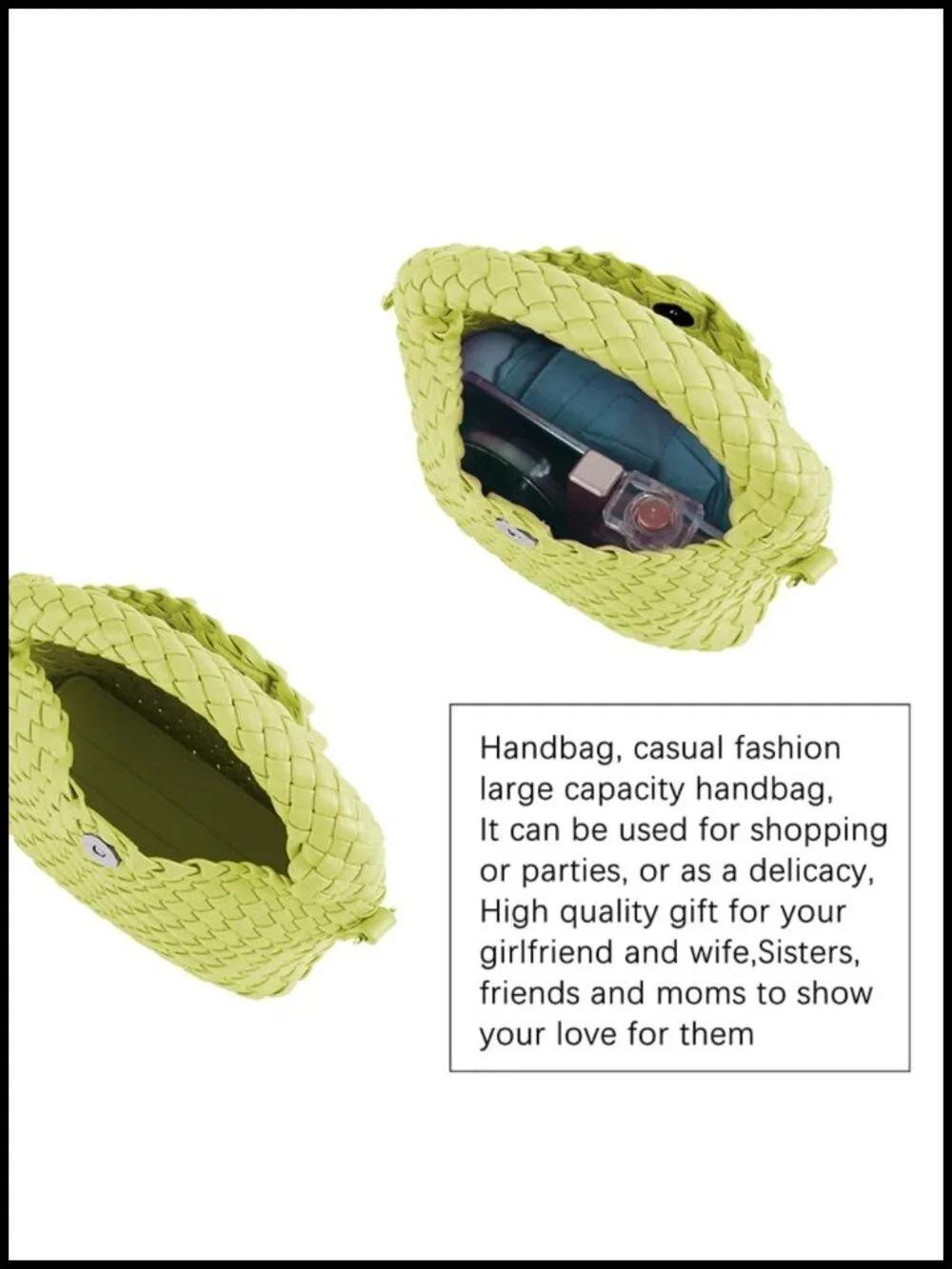 Woven Crossbody Bag Small Tote PU Leather Shoulderbag with Detachable Strap